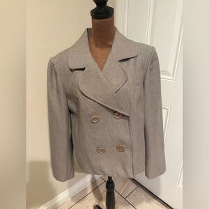 Elegant Women's Double-Breasted Gray Pea Coat